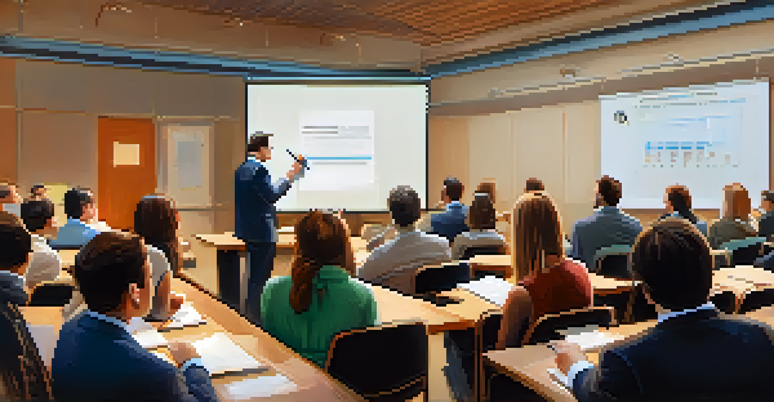 A financial expert presenting to an audience in a workshop setting.
