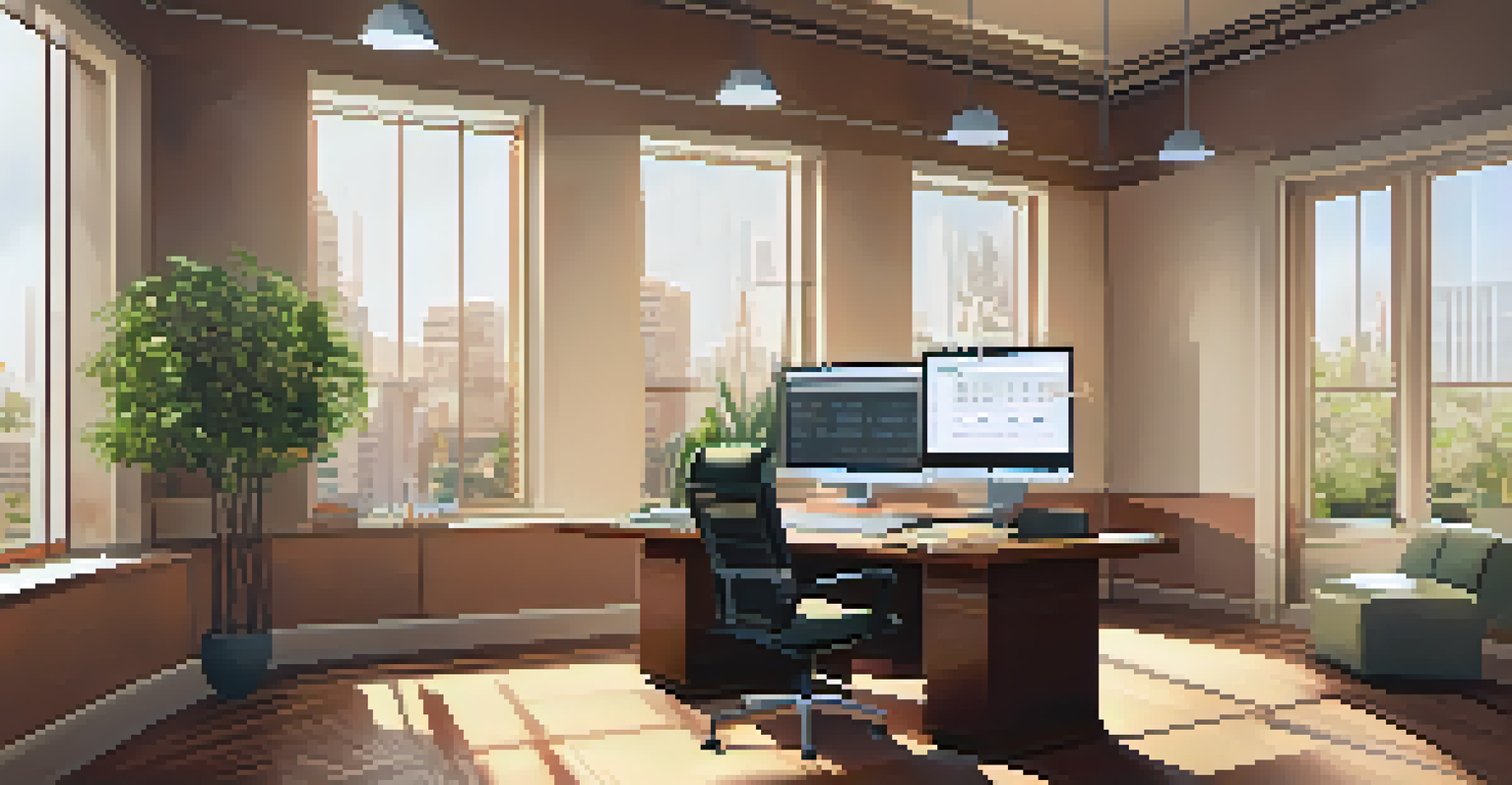 An office workspace with a laptop displaying the Statement of Shareholders' Equity, organized with a notepad and calculator, in a warm light setting.