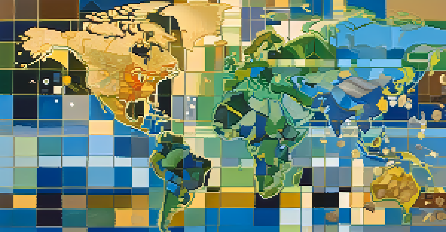 An abstract image featuring graphs and currency symbols against a world map background, showcasing global markets.