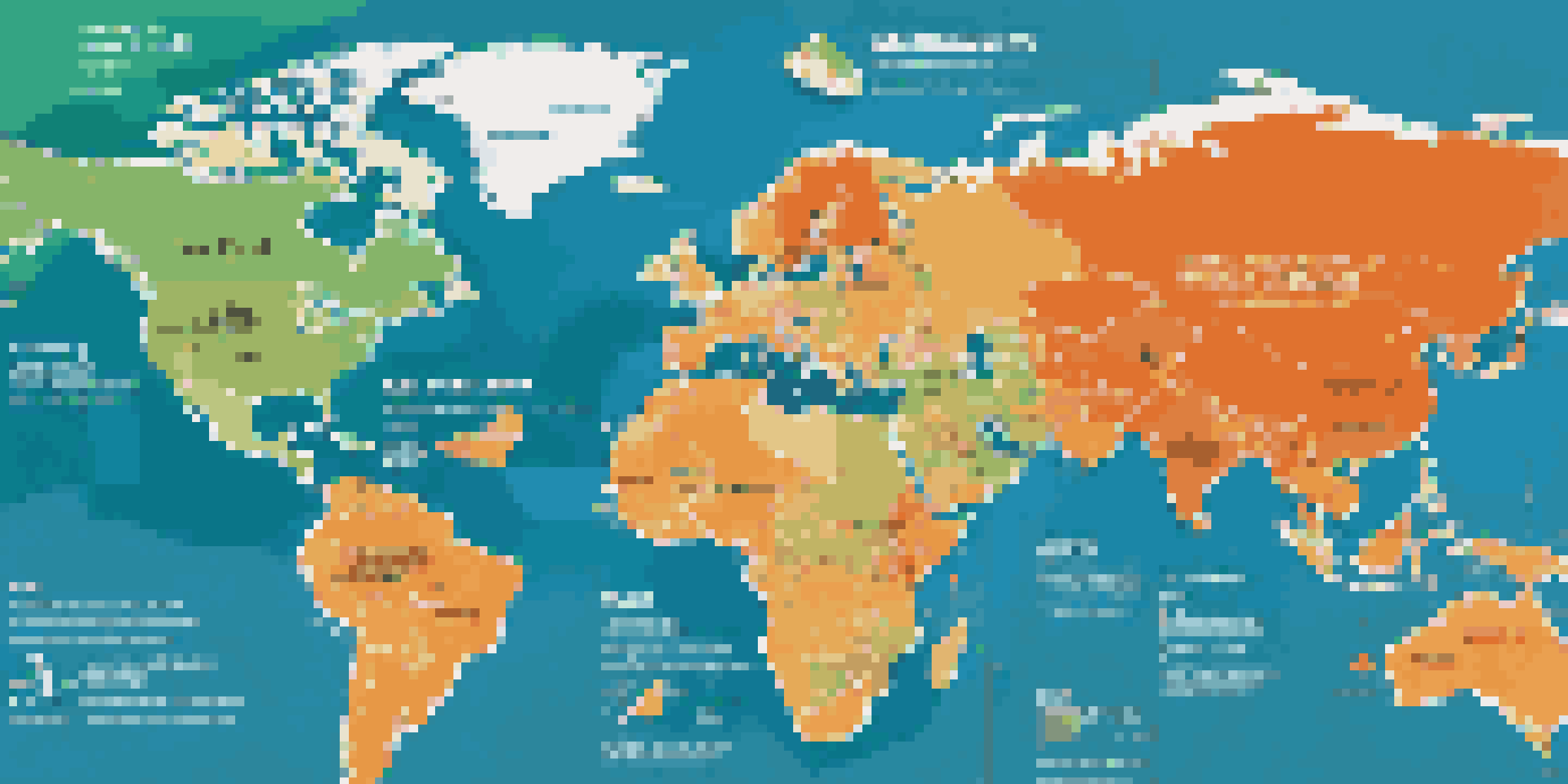 An infographic showing different types of economic sanctions with a world map and colorful text boxes.