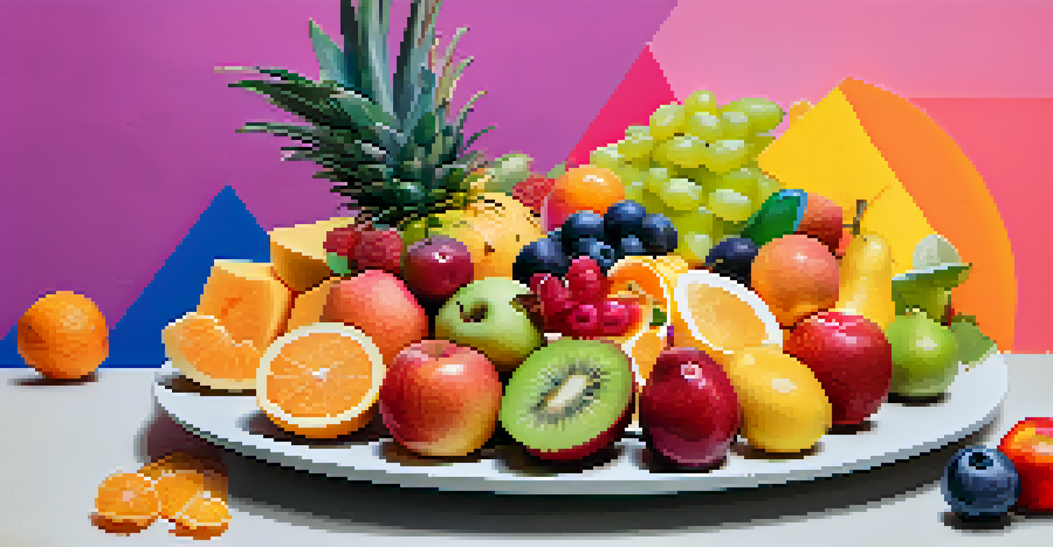 A colorful fruit salad representing a diversified investment portfolio with various fruits symbolizing different asset classes.