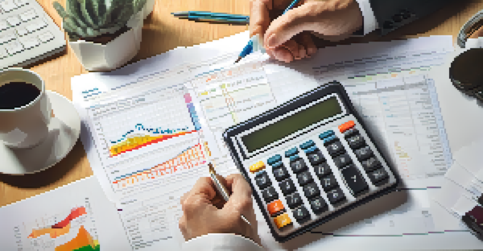 Close-up of hands calculating debt repayment strategies with a calculator and notes, highlighting financial planning efforts.