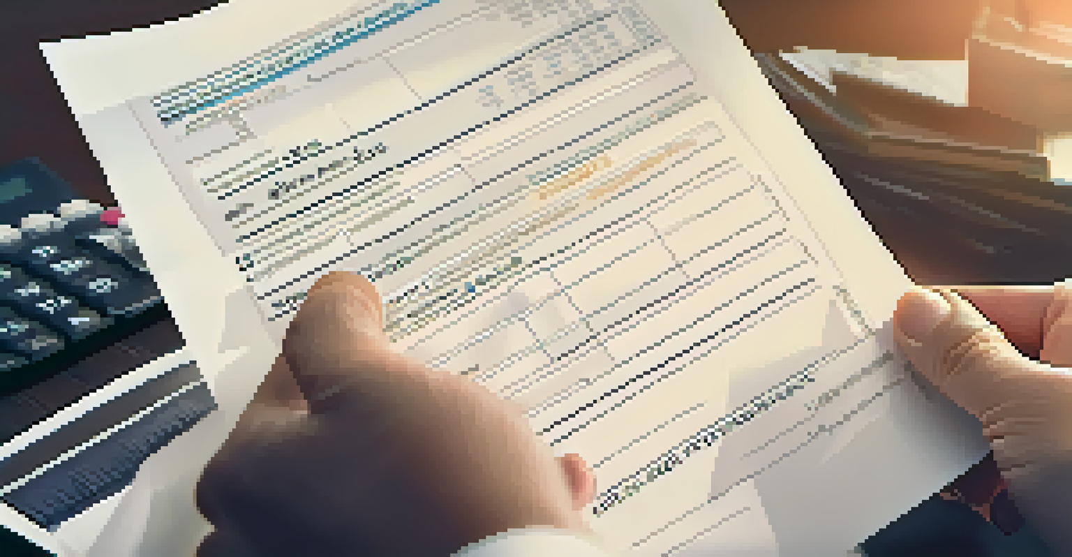 A financial planner's hands holding a retirement savings plan document with a blurred office background.