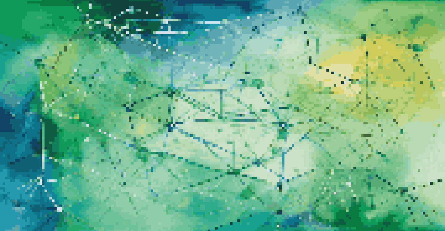 An abstract image showing interconnected lines and nodes representing bond markets, with icons for bonds and interest rates on a blue and green gradient background.