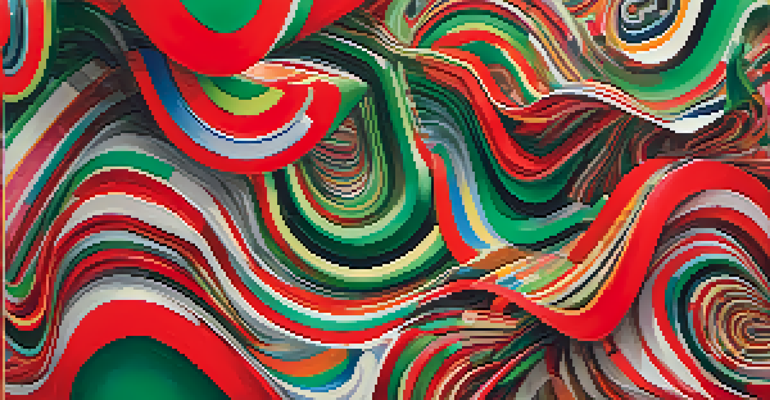 An abstract representation of market volatility with swirling colors and stock patterns.