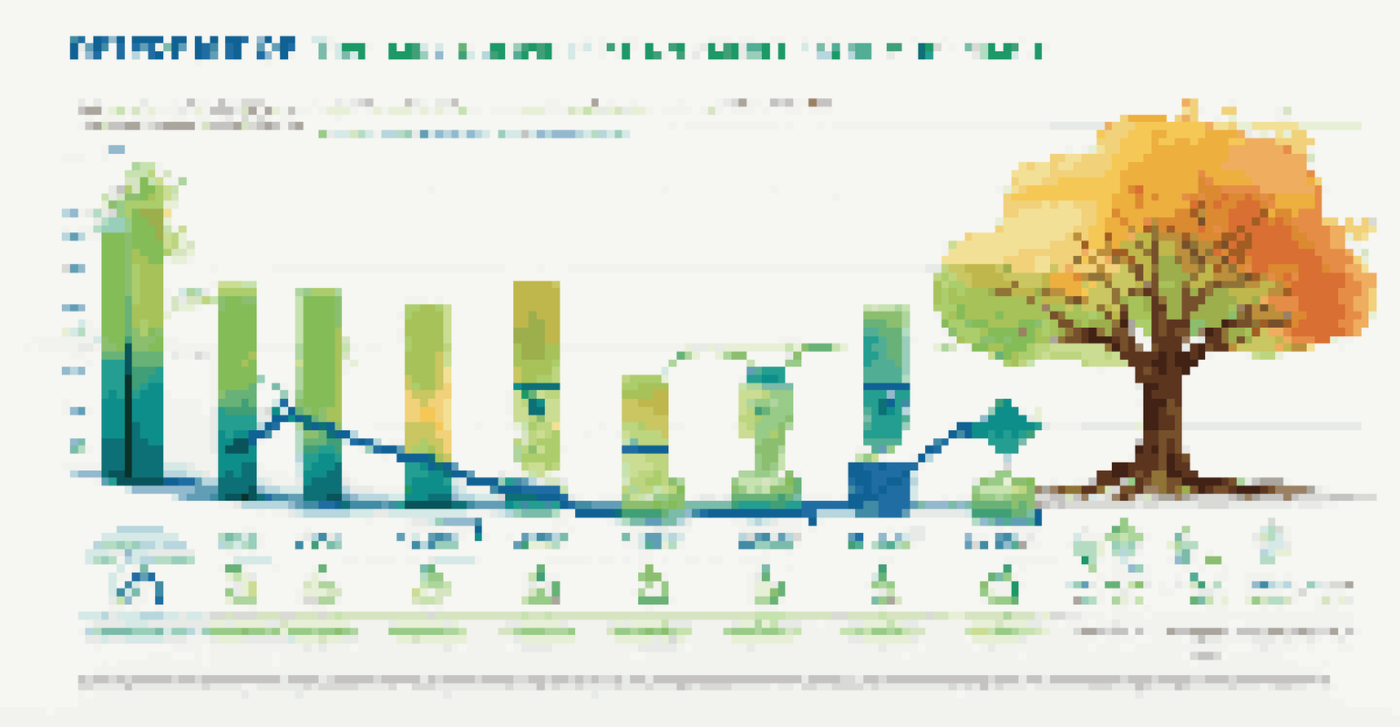 An infographic depicting the growth of retirement savings over time with a rising graph and a growing tree icon.