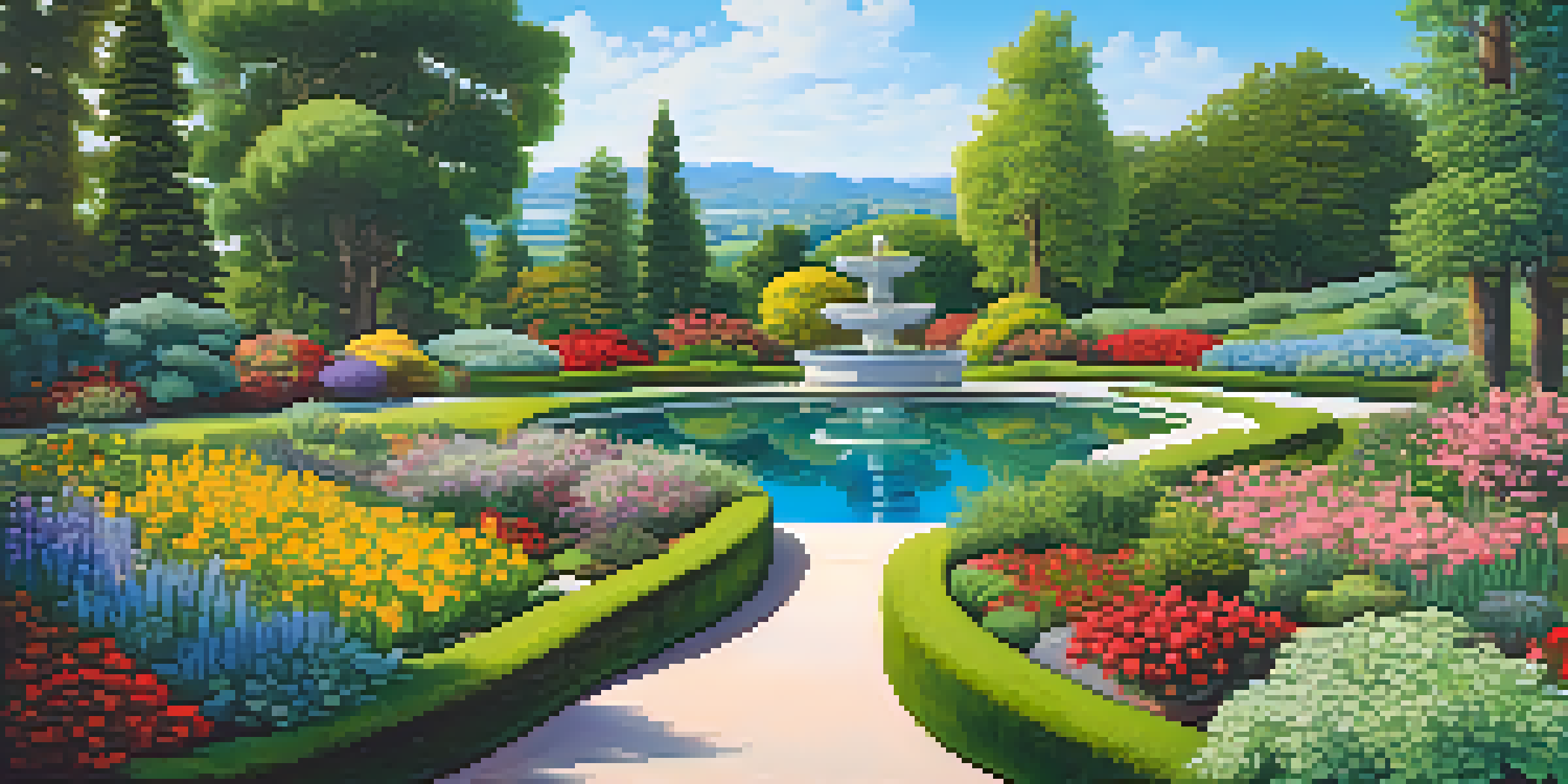 A vibrant garden showcasing various plants, each representing different types of investments like stocks, bonds, and real estate, under a clear sky.