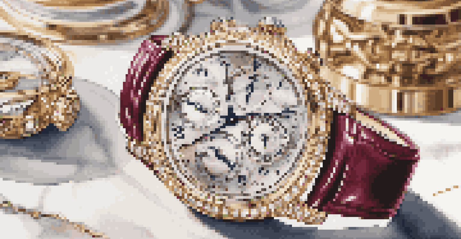 A close-up of an elegant luxury watch on a marble surface, showcasing its intricate details and craftsmanship.