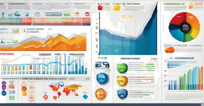 An infographic displaying economic indicators including GDP, unemployment rates, and inflation, with colorful graphs and charts on a white background.
