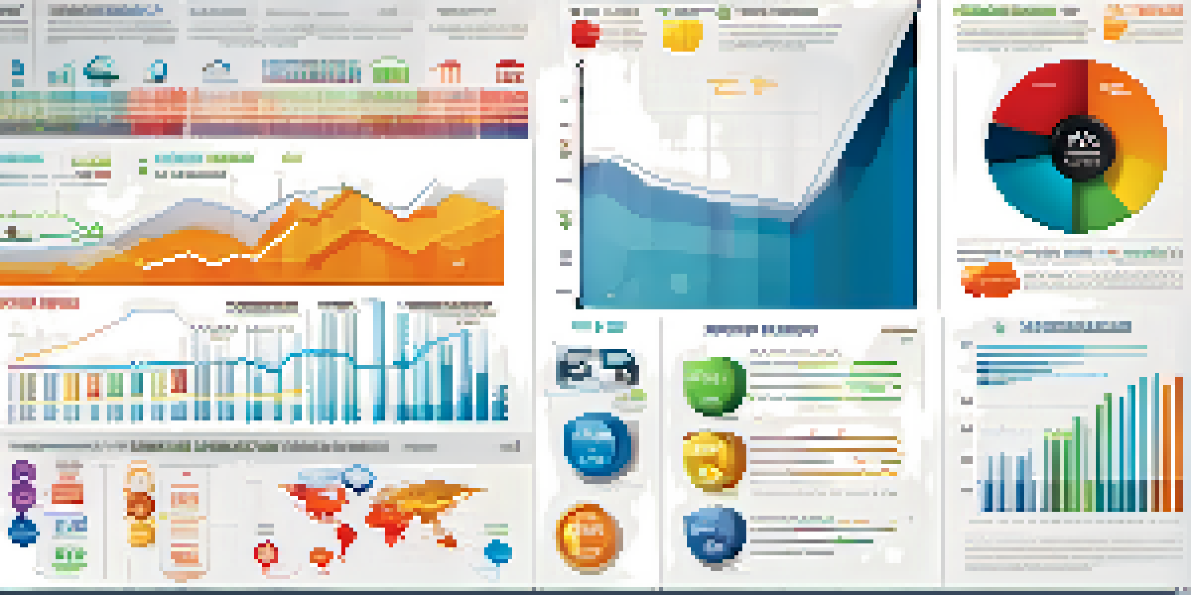 An infographic displaying economic indicators including GDP, unemployment rates, and inflation, with colorful graphs and charts on a white background.