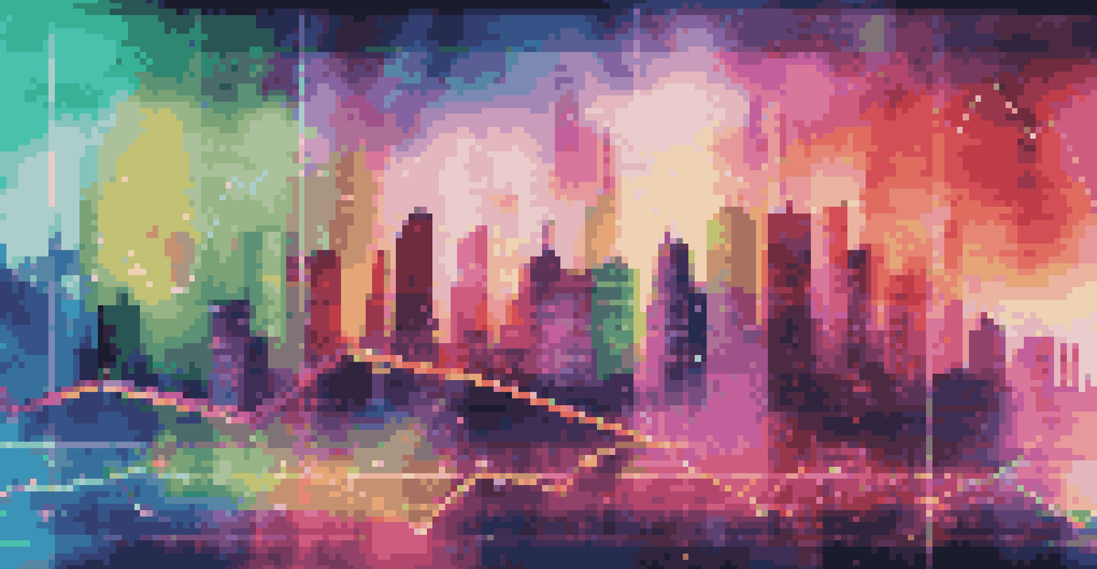 An abstract digital display of economic graphs and charts against a blurred city background.
