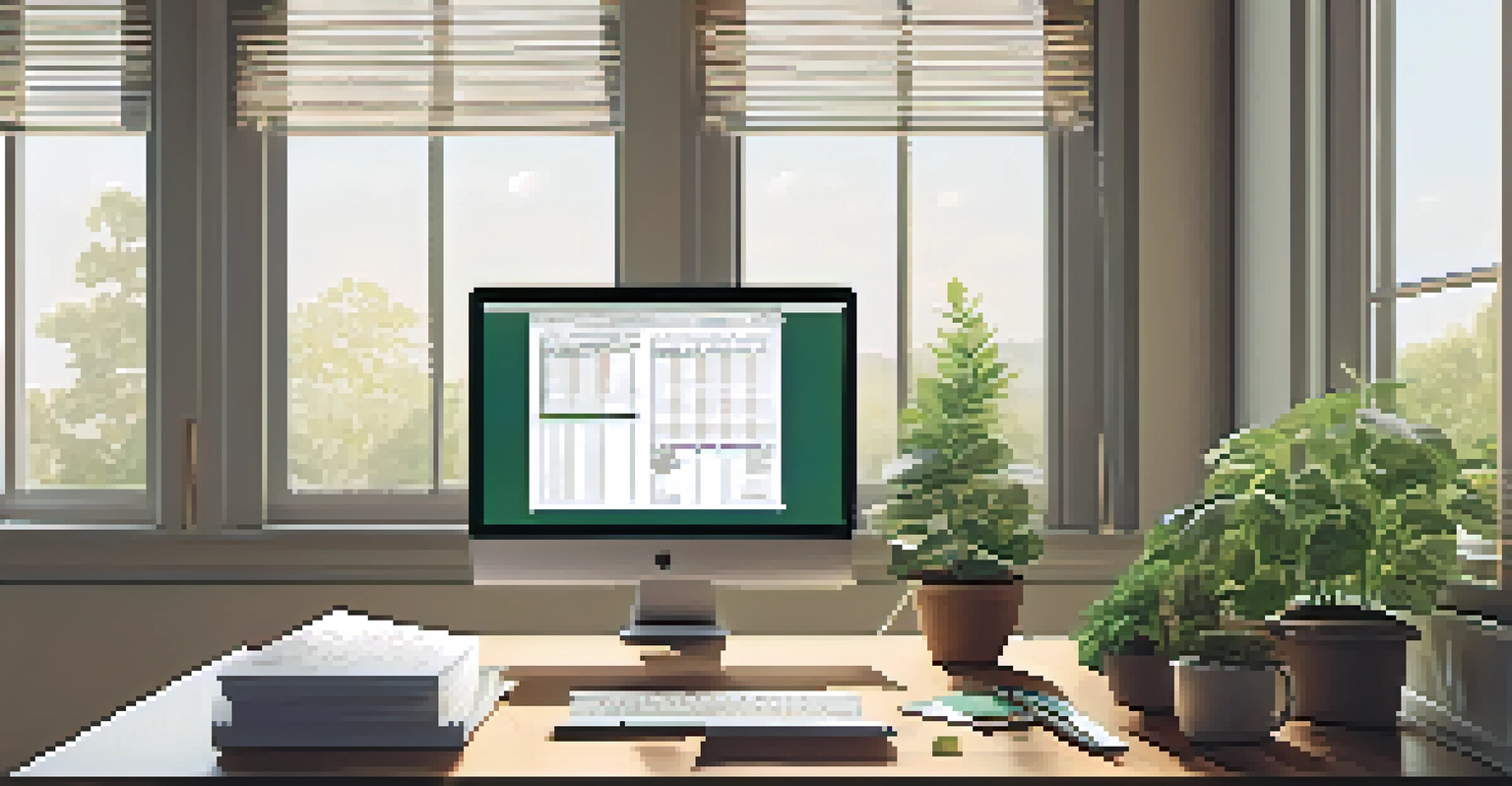 A desk with a laptop, coffee cup, and notepad, representing retirement planning.