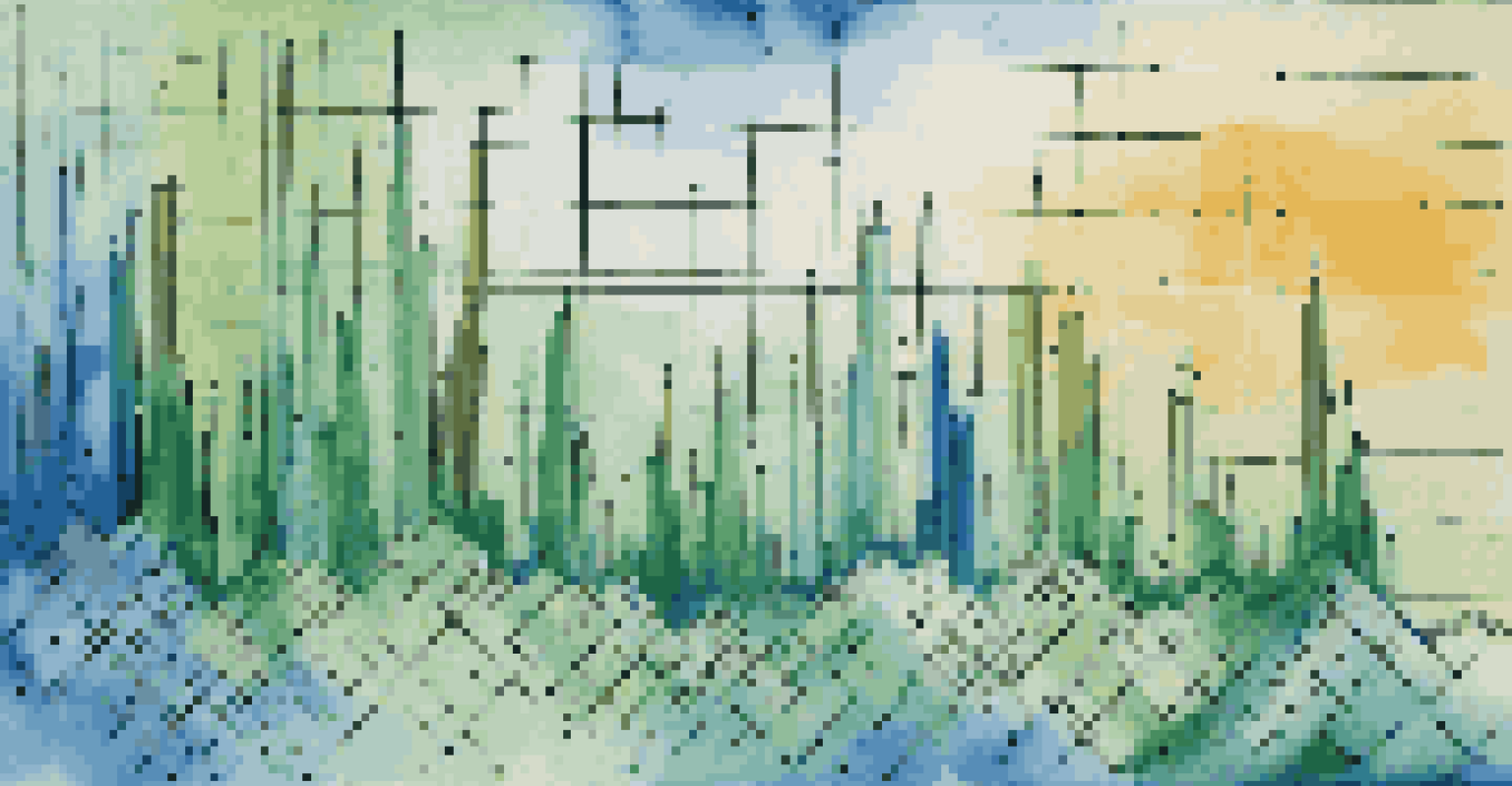 An abstract image of fluctuating line graphs and candlestick charts representing market volatility, set against a blue and green background.