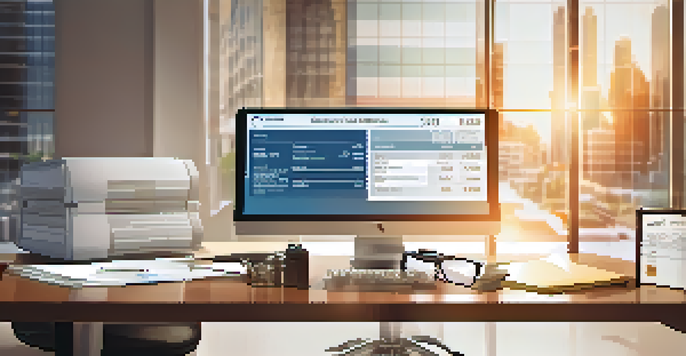 A close-up view of a balance sheet showing detailed financial data in a modern office setting.
