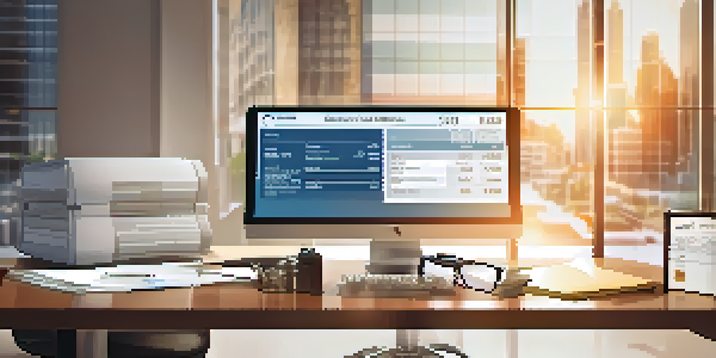 A close-up view of a balance sheet showing detailed financial data in a modern office setting.