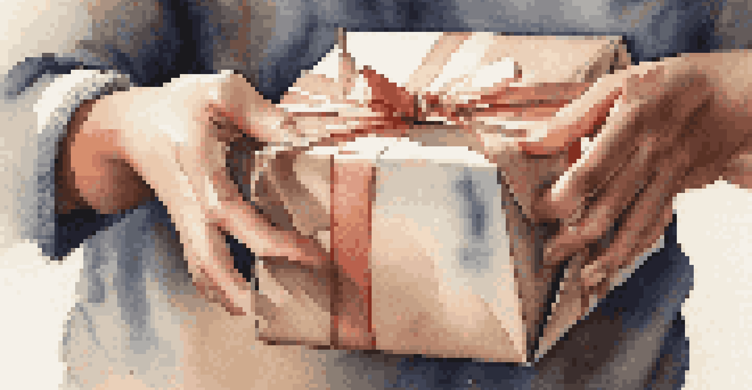 A close-up of a hand unwrapping a gift box, showcasing expressions of curiosity and excitement.