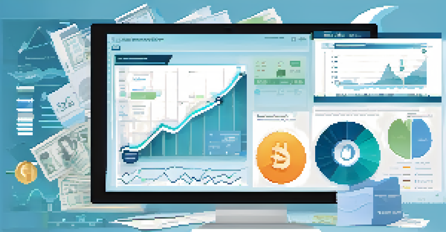 An infographic displaying cash flow management tools and techniques, with charts and app icons.