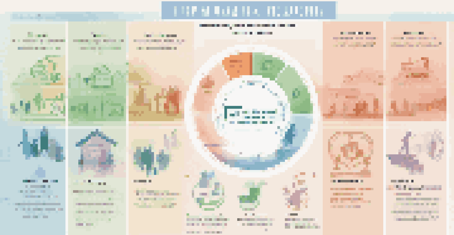An infographic displaying measurable goals with colorful graphics, sections for goals, progress, and community involvement on a pastel background.