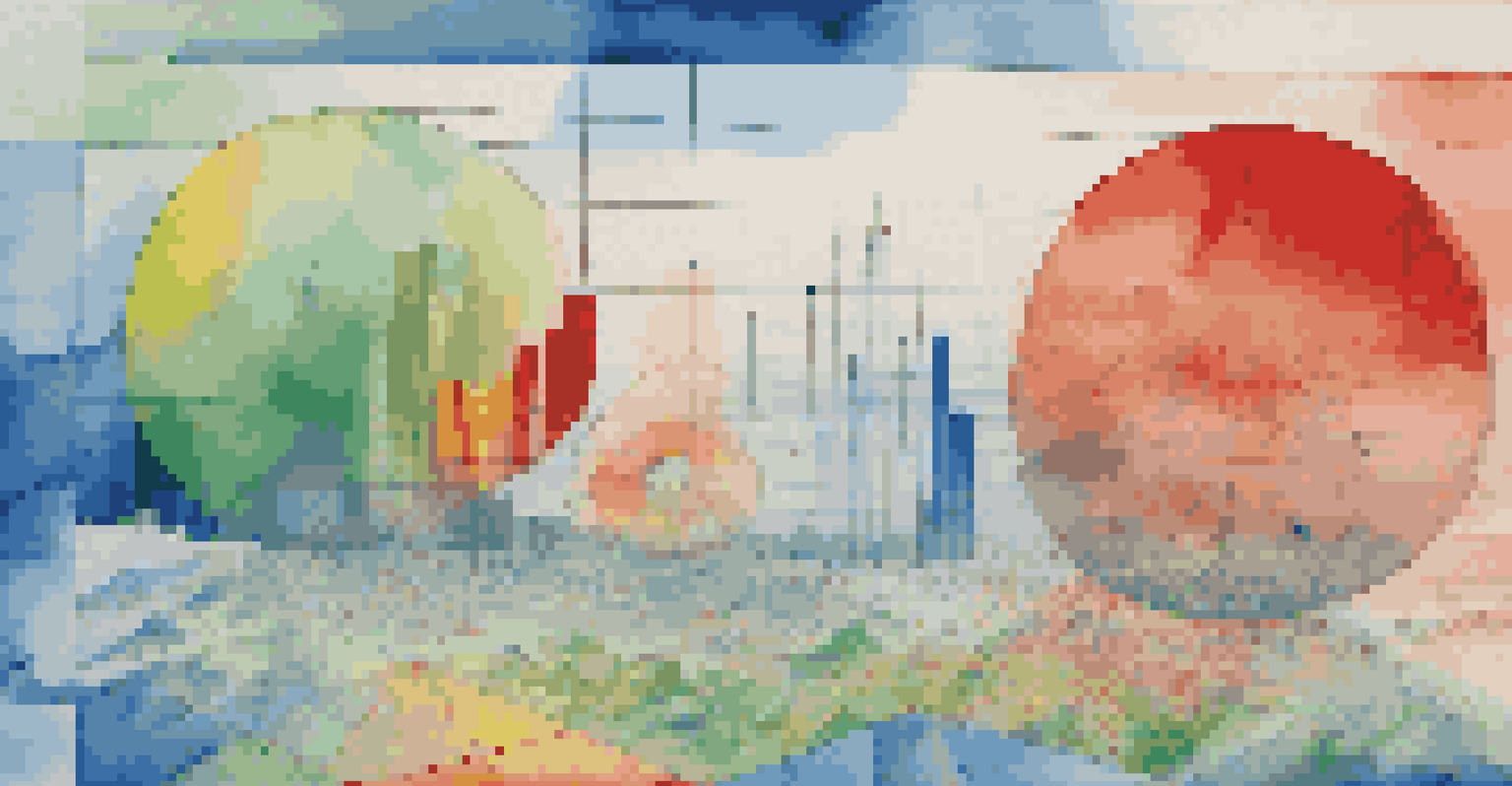 An abstract digital illustration of investment risk assessment with fluctuating graphs and pie charts in vivid colors.
