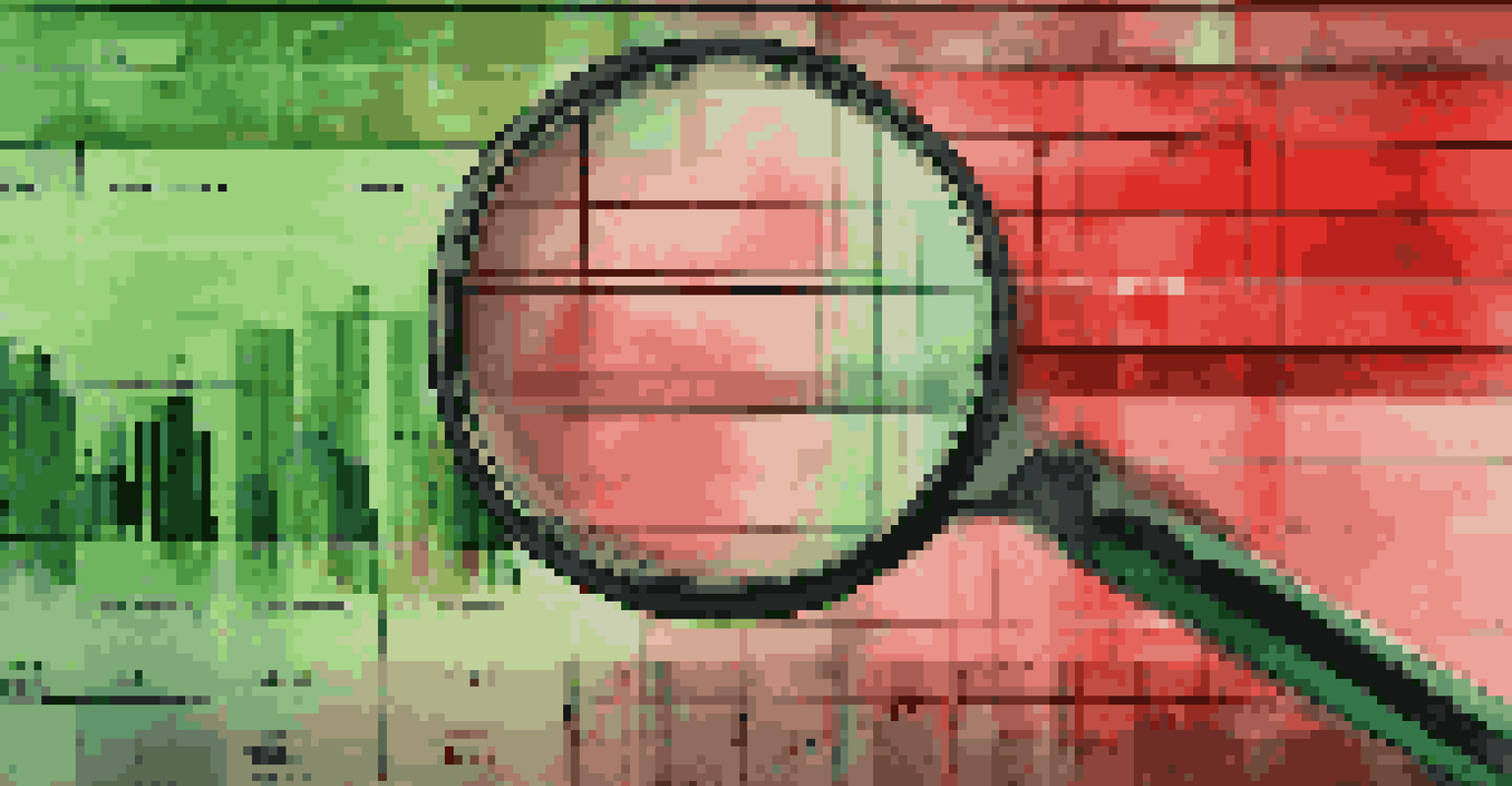 A close-up of a stock trading screen showing prices, with a magnifying glass highlighting suspicious patterns.