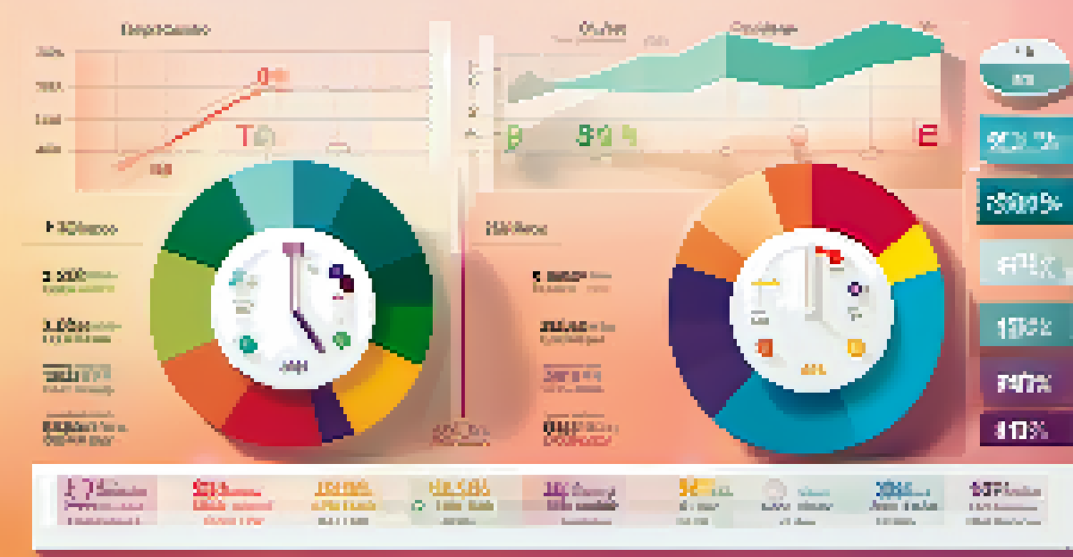 An infographic displaying colorful charts illustrating financial ratios like P/E, D/E, and ROE in a vibrant design.