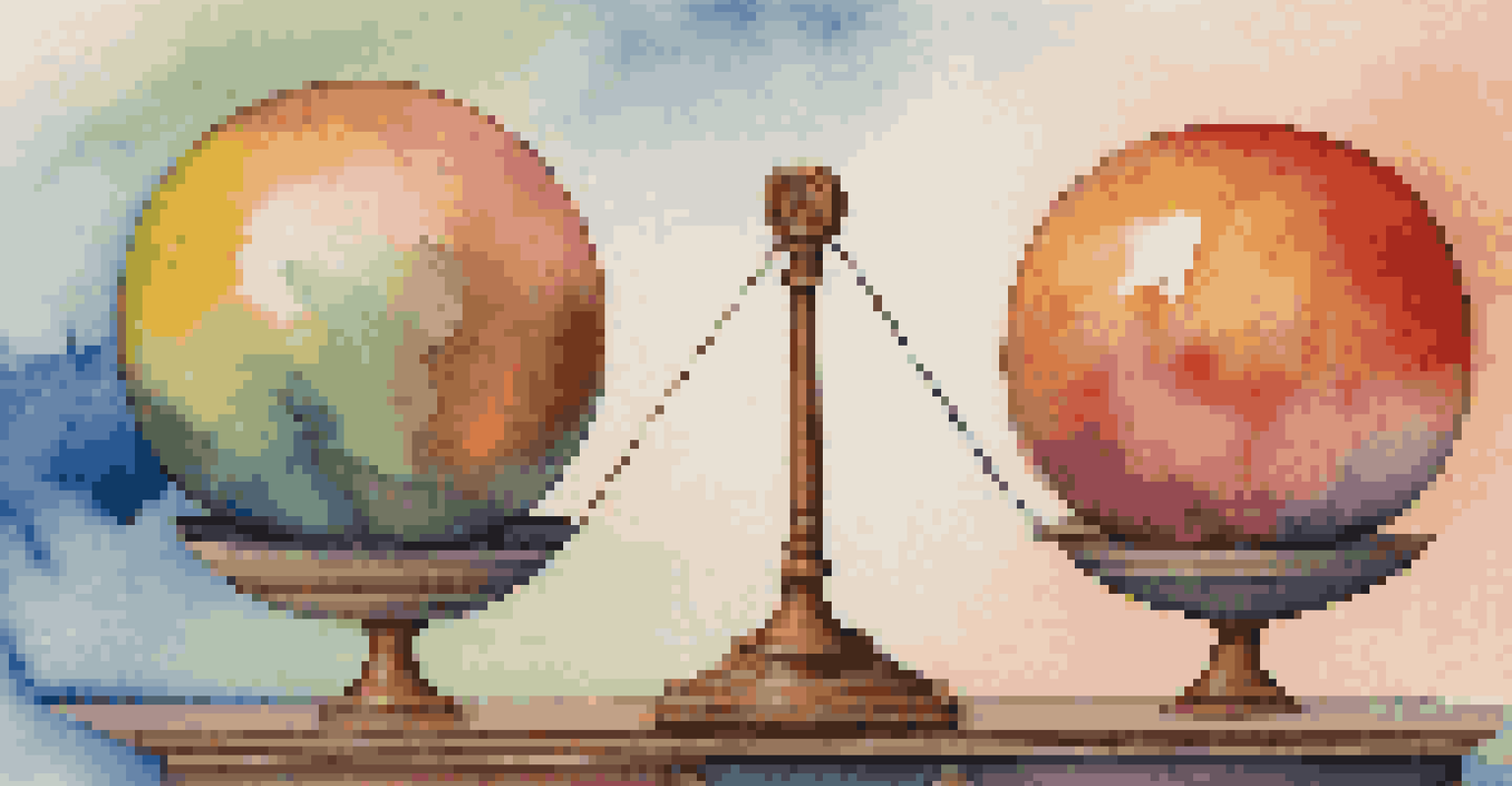 An abstract image of a scale balancing stocks and bonds, representing portfolio rebalancing with vibrant colors in the background.