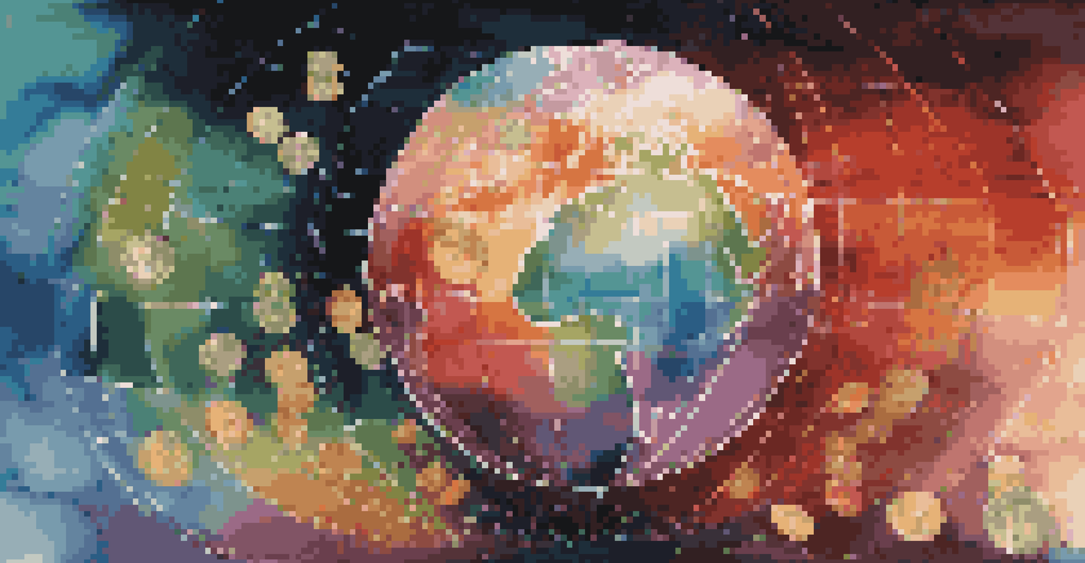 A globe with currency symbols and interest rate graphs, surrounded by digital elements, illustrating global economics.