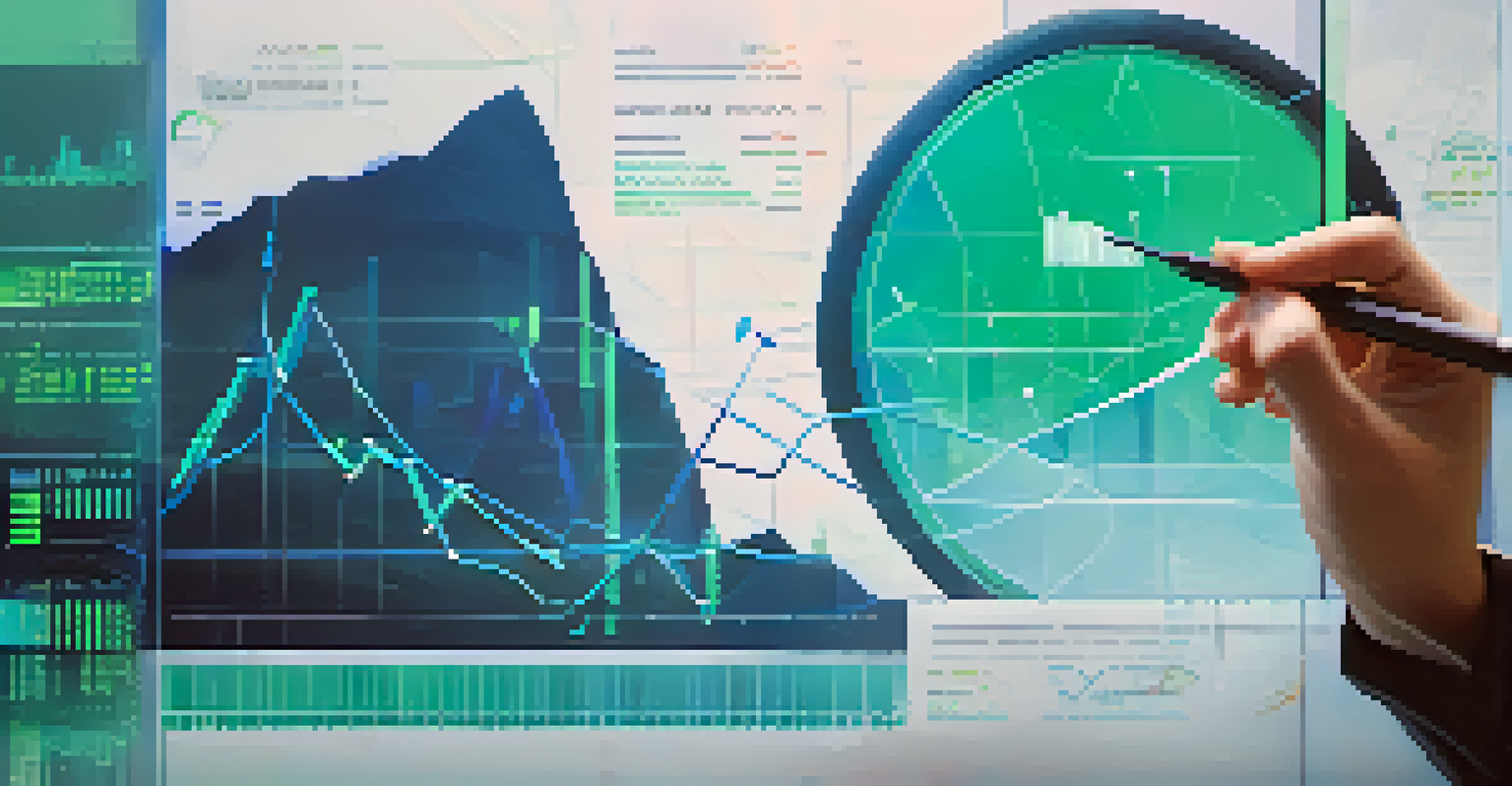 An abstract digital interface with charts and graphs, representing financial growth and technology.