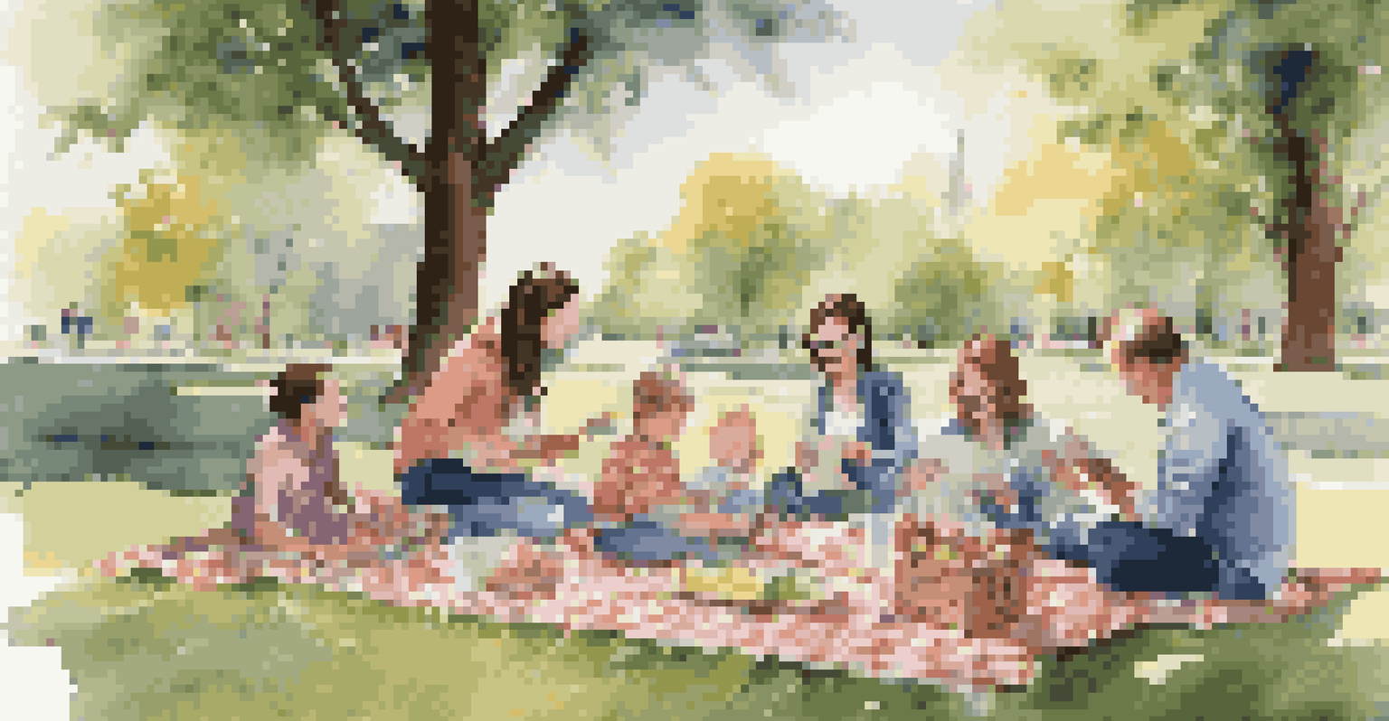 A family enjoying a picnic in a park, with a financial newspaper laid out on the blanket, symbolizing financial planning.