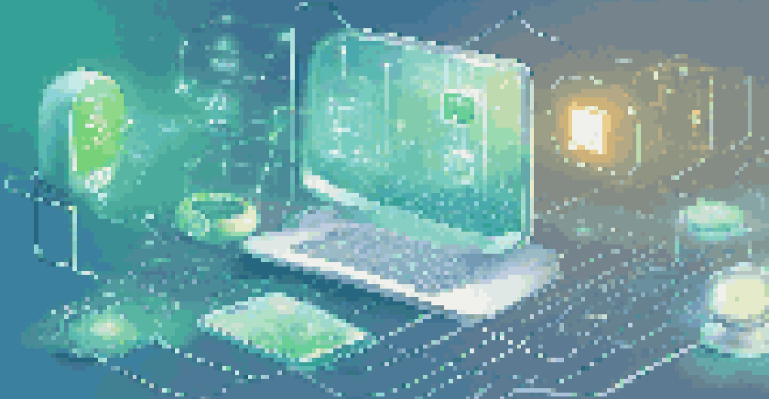 A digital illustration of interconnected IoT devices with glowing lines in a technology-themed background.