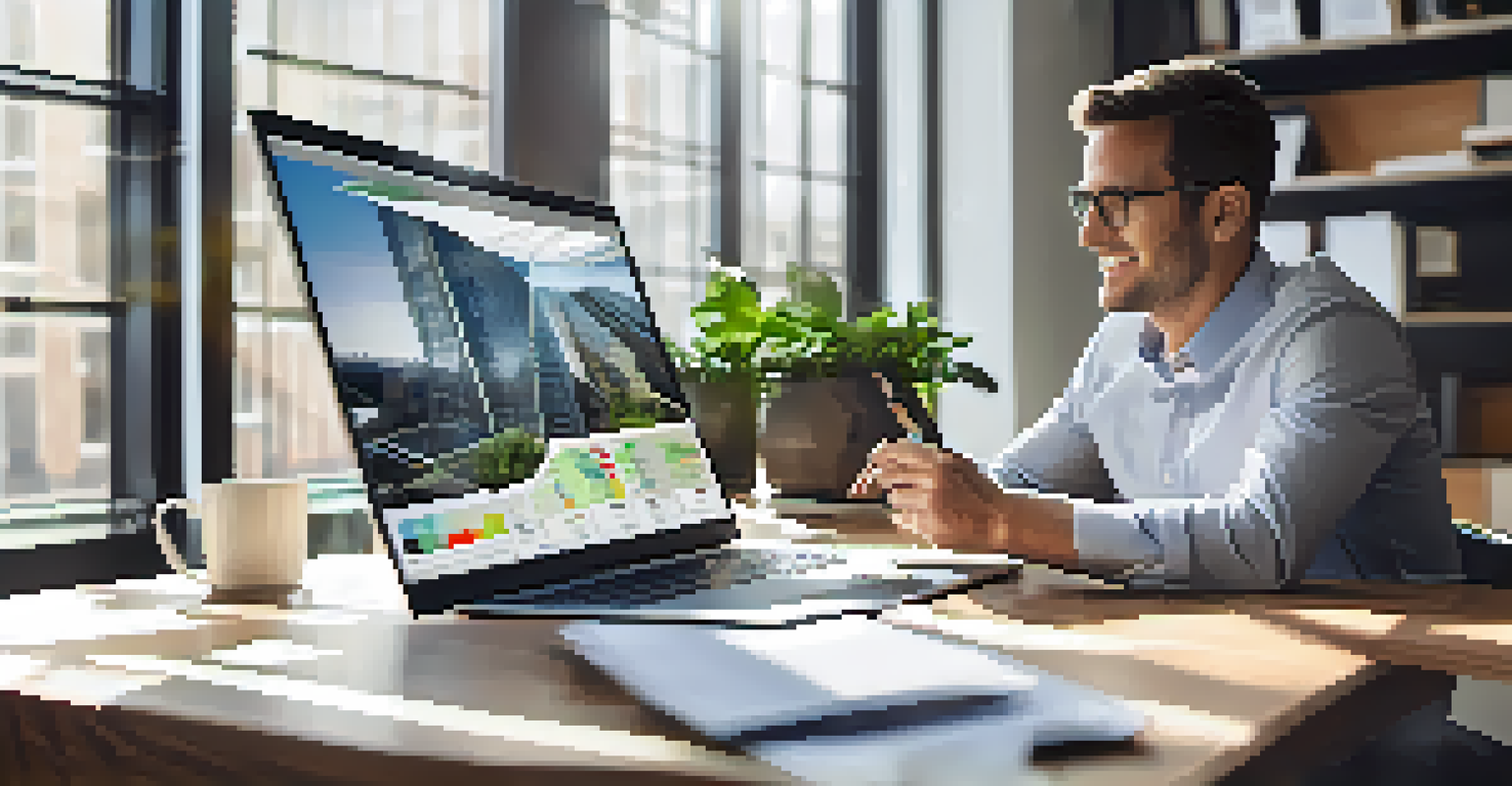 A financial advisor discussing an investment portfolio with a client at a modern office desk.