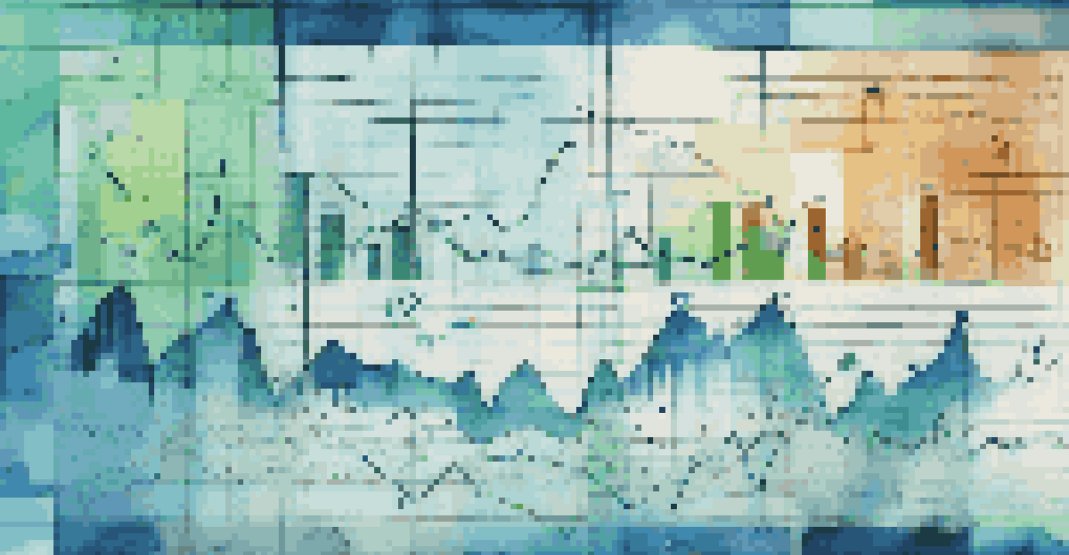 An abstract illustration of risk assessment in trading, with colorful graphs and charts on a digital grid background.