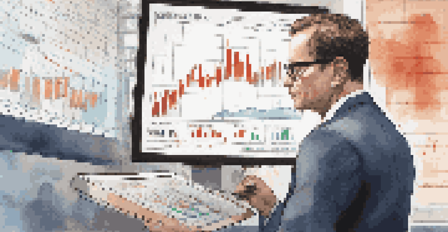 A busy scene showing an investor analyzing stock market data with dynamic graphs and numbers, symbolizing short-term trading.