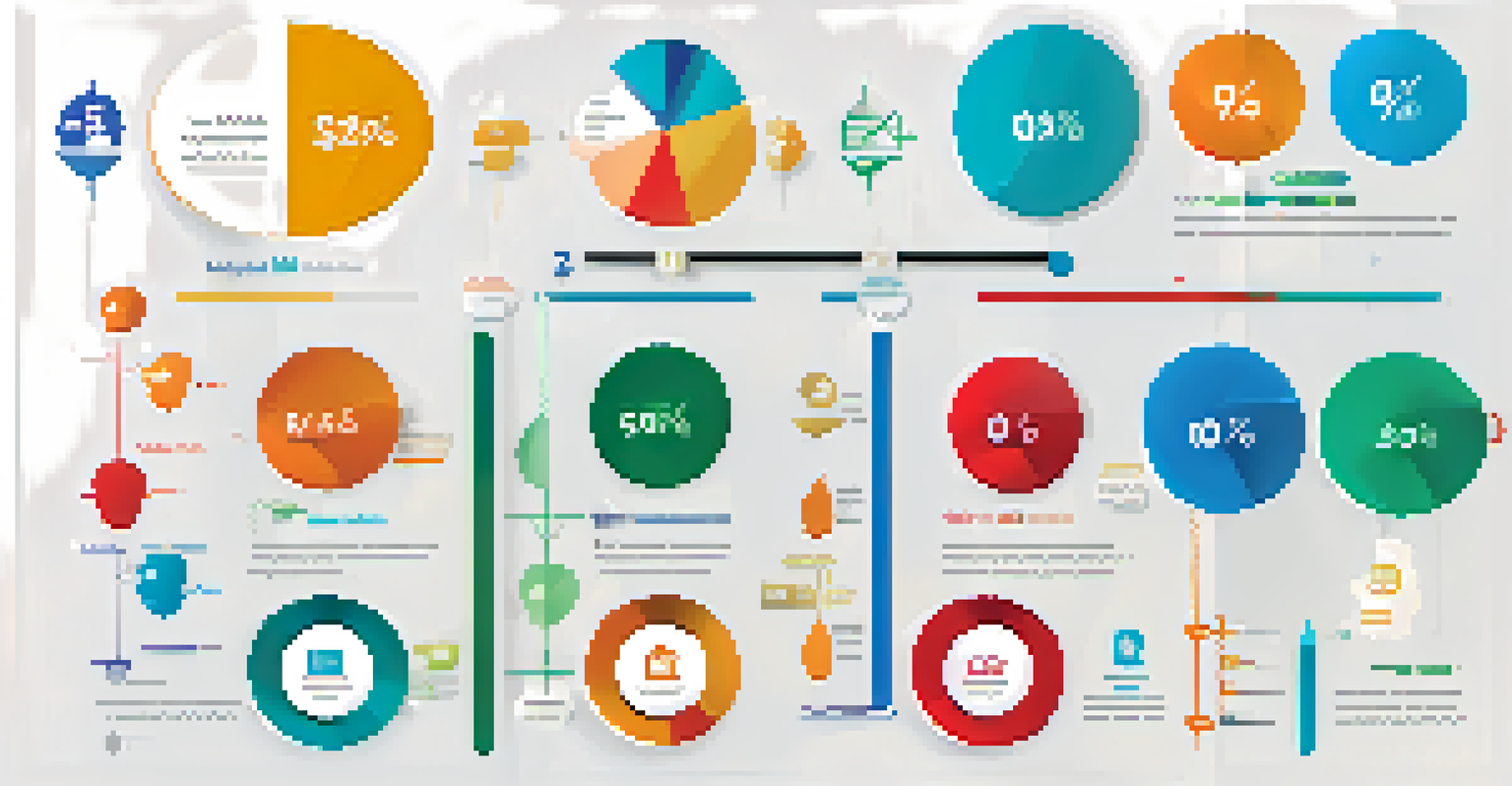 An infographic displaying key financial ratios with colorful charts and icons on a white background.