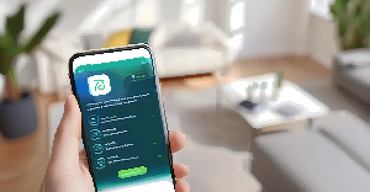 A close-up of a smartphone showing a peer-to-peer lending app in a stylish living room setting.