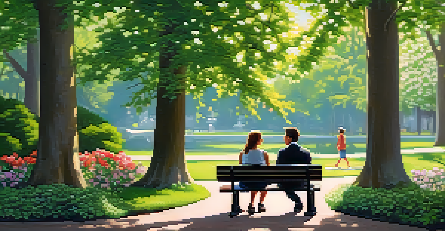 A couple sitting on a park bench, reviewing a life insurance policy in a serene natural setting.