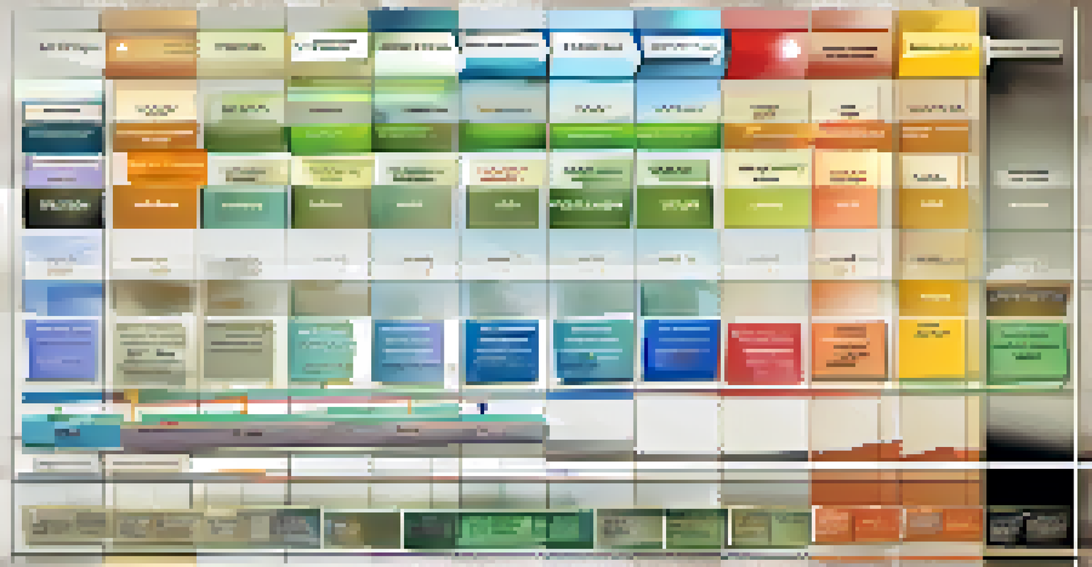 A colorful timeline illustrating asset allocation with sections for stocks, bonds, and cash, featuring textures that represent risk and return, and a clock symbolizing time.