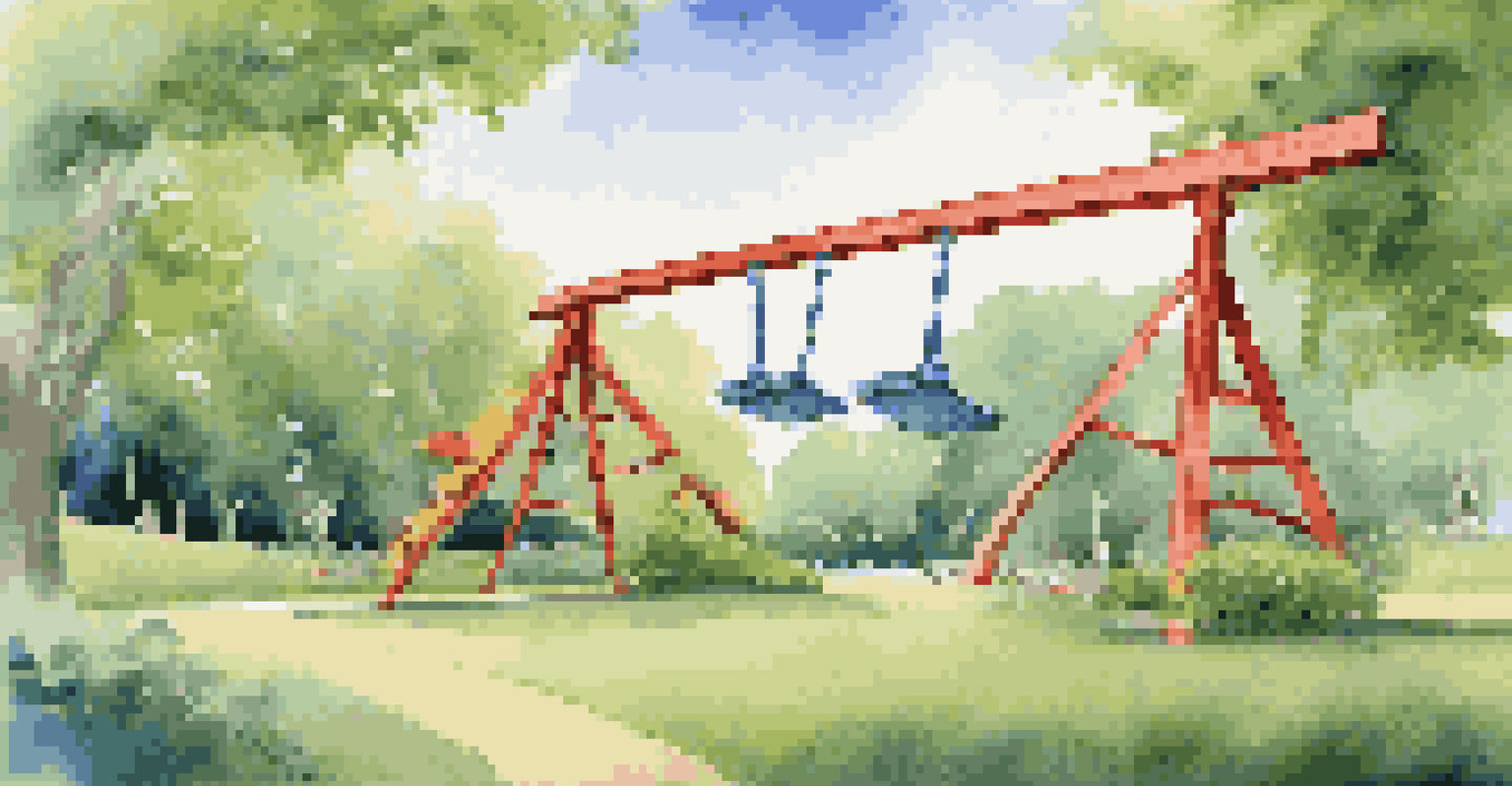 A seesaw in a park illustrating the inverse relationship between stock price and dividend yield.