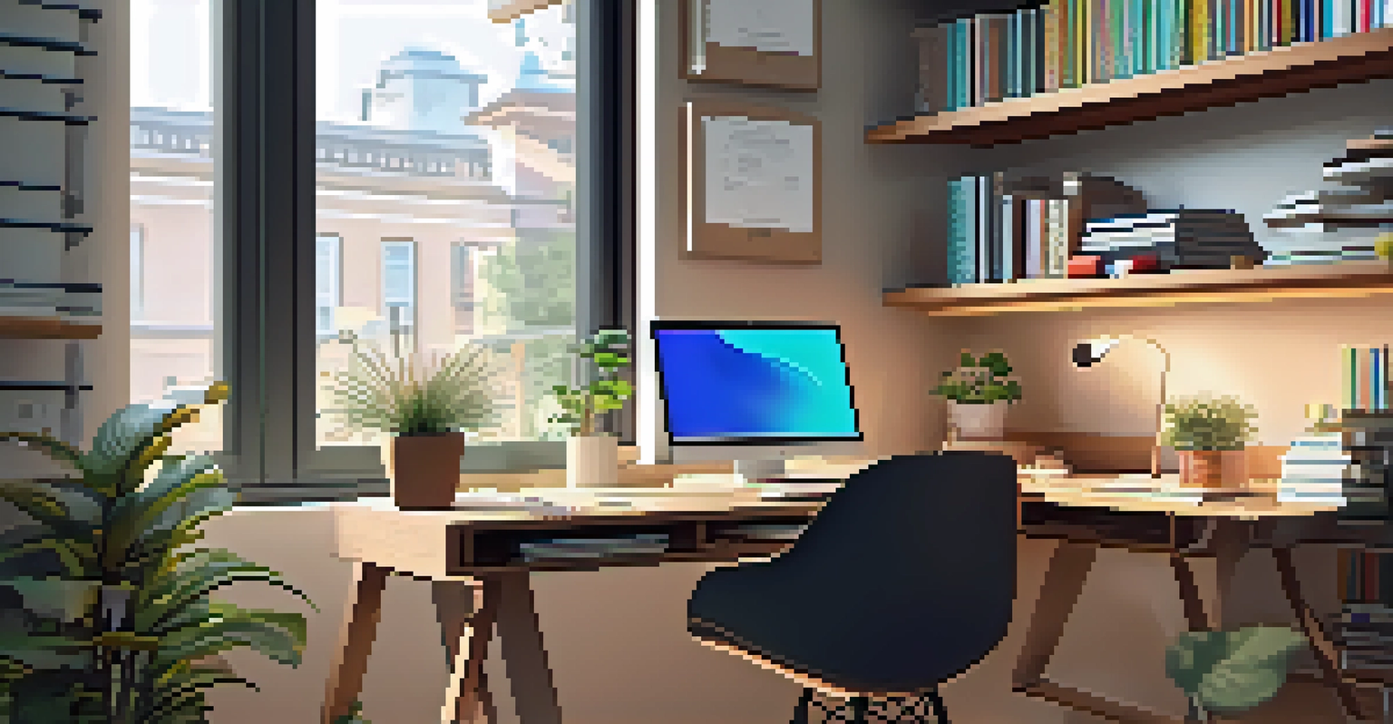 A beautifully arranged modern workspace with a wooden desk, laptop, and natural light from a window.
