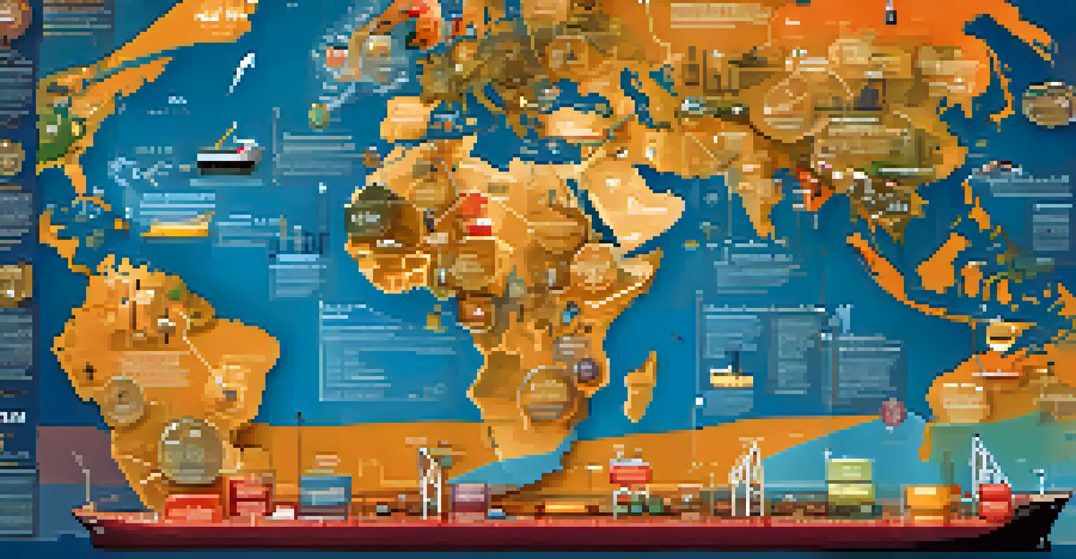 An infographic illustration of the global oil supply chain with icons and a world map.