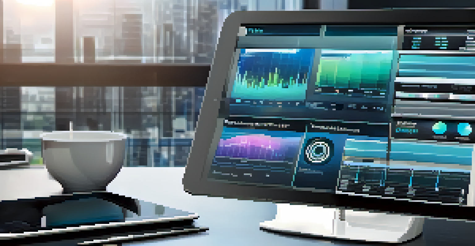 A digital tablet showing real-time stock options data in a high-tech workspace.
