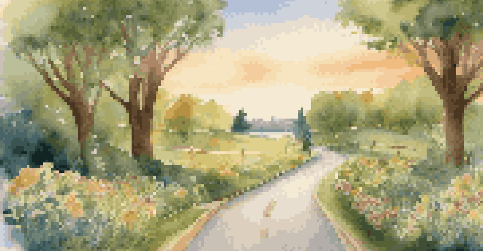 A serene landscape with two diverging paths, one leading to a 401(k) sign and the other to an IRA sign, bathed in golden light.