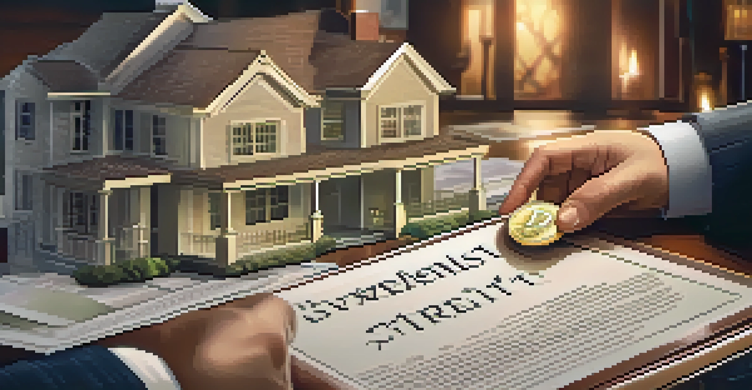 A hand holding various investment options like stocks, bonds, real estate, and cryptocurrency.