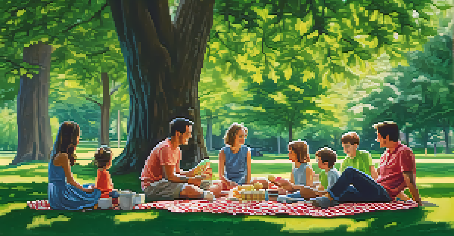 A happy family having a picnic in a green park, symbolizing financial security and peace of mind.