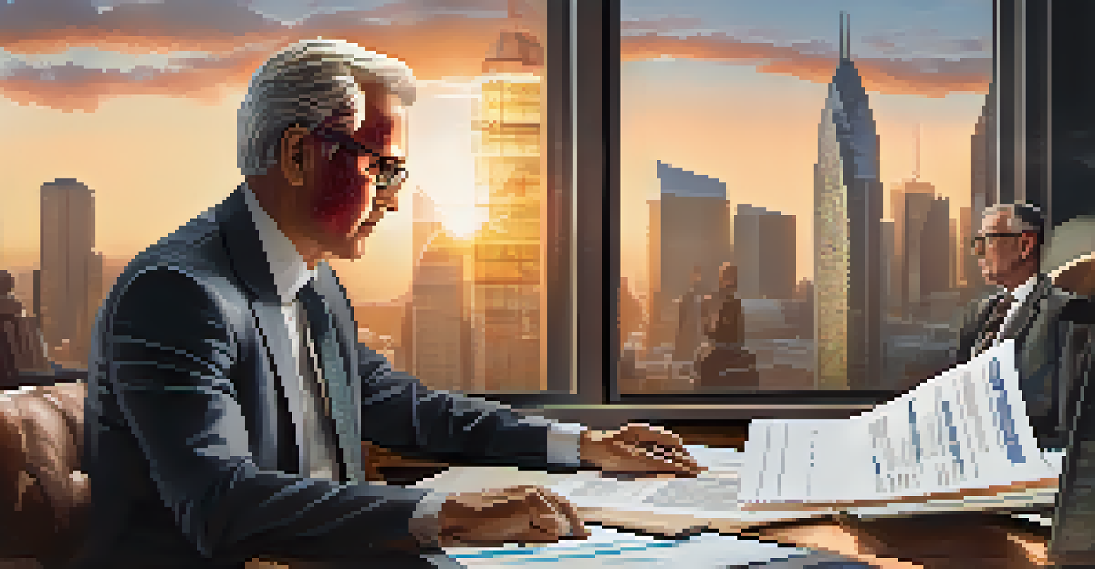 A financial advisor explaining retirement plans to an elderly client in a modern office.