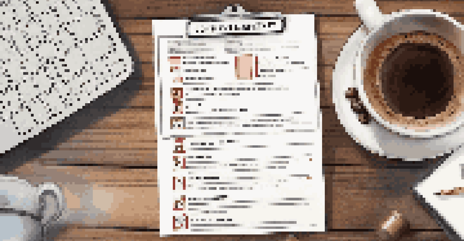 A close-up of a compliance checklist on a desk with a laptop and coffee cup.