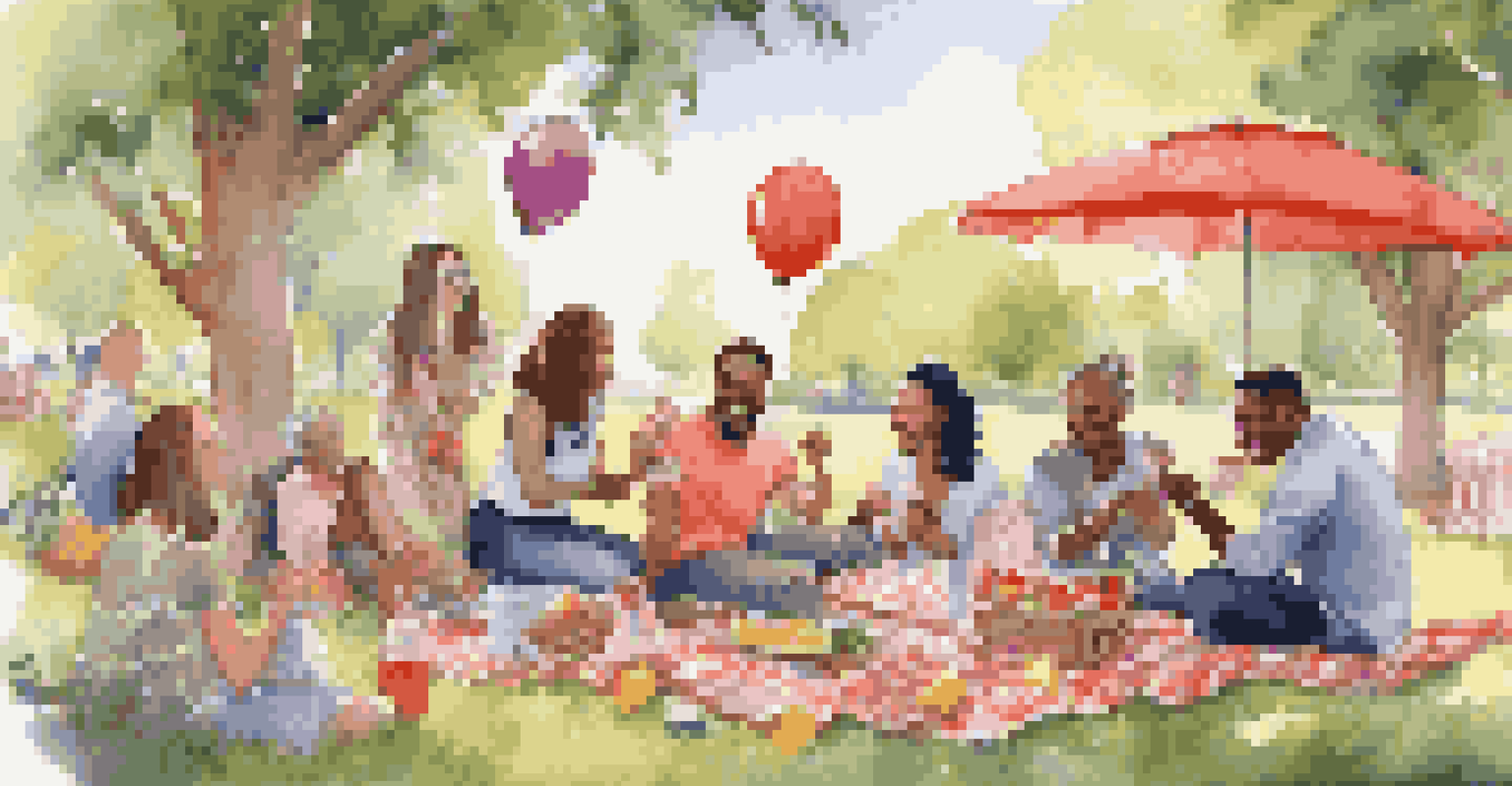A group of friends celebrating their financial achievements at an outdoor picnic in a park.