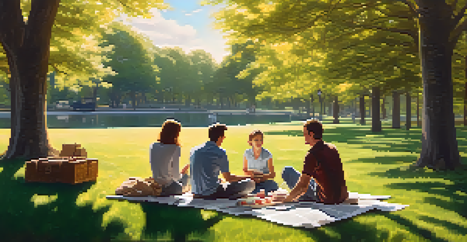 A family having a picnic in a park with a financial newspaper on the grass discussing inflation protection.