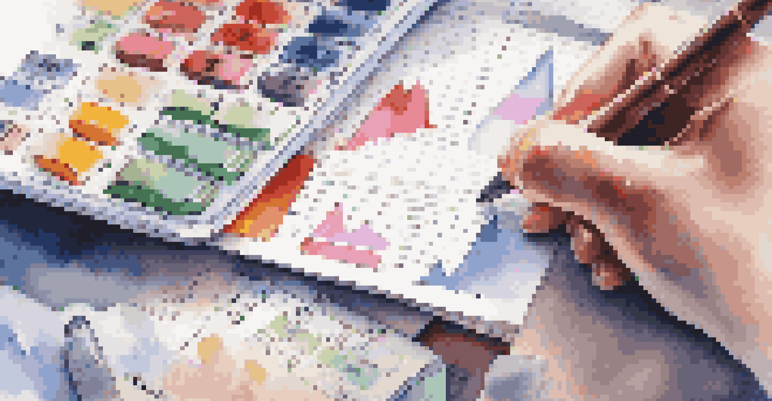 Close-up of hands calculating financial plans with a calculator and colorful graphs in the background.