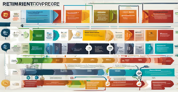 An infographic depicting the steps involved in a retirement rollover process with colorful icons.